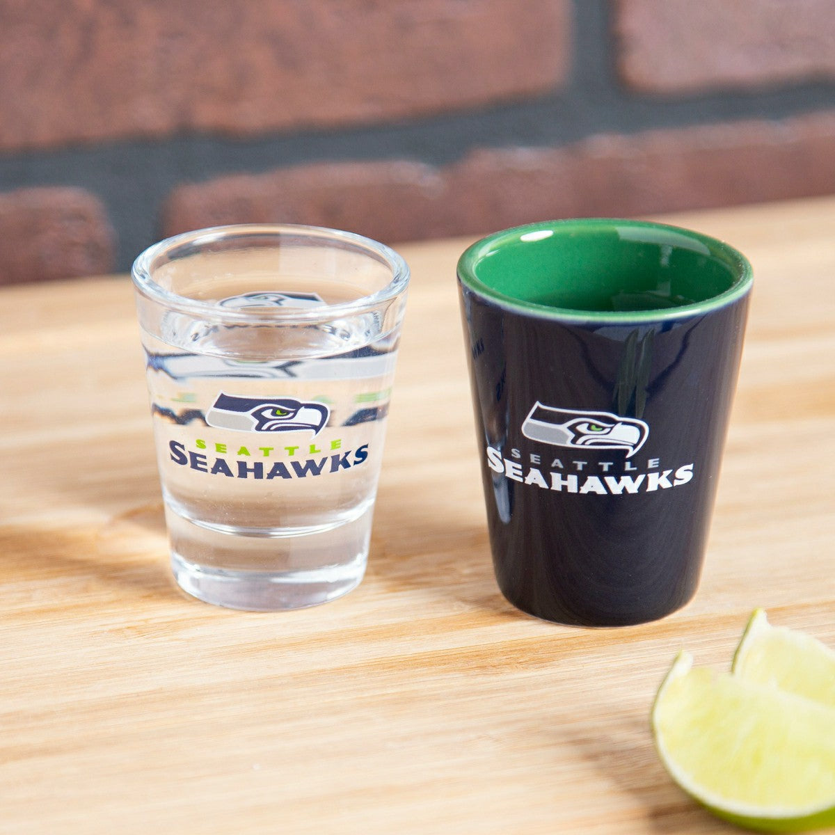 Seattle Seahawks 4-Piece Ceramic and Glass 2oz. Shot Glass Set - Home NFL