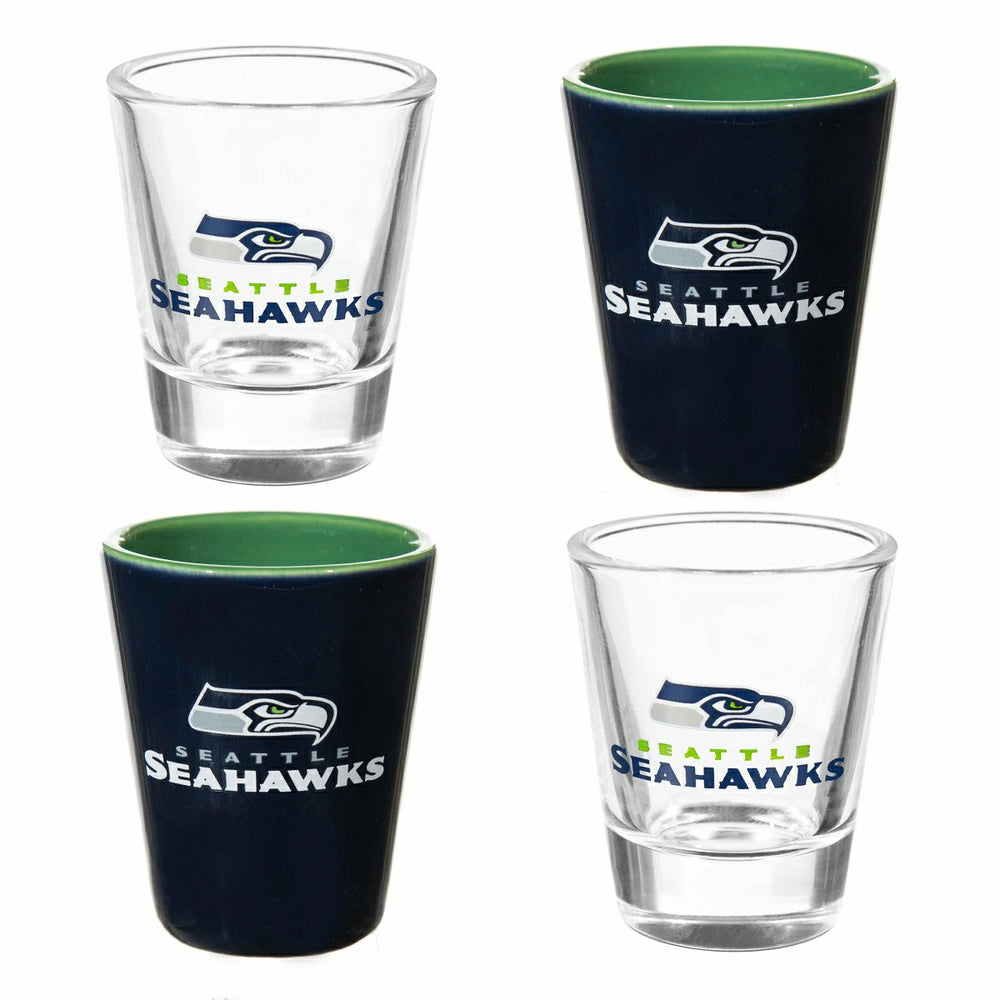 Seattle Seahawks 4-Piece Ceramic and Glass 2oz. Shot Glass Set - Home NFL