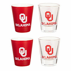 University of Oklahoma 4-Piece Ceramic and Glass 2oz. Shot Glass Set - Home Collegiate