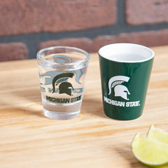 Michigan State University 4-Piece Ceramic and Glass 2oz. Shot Glass Se - Home Collegiate