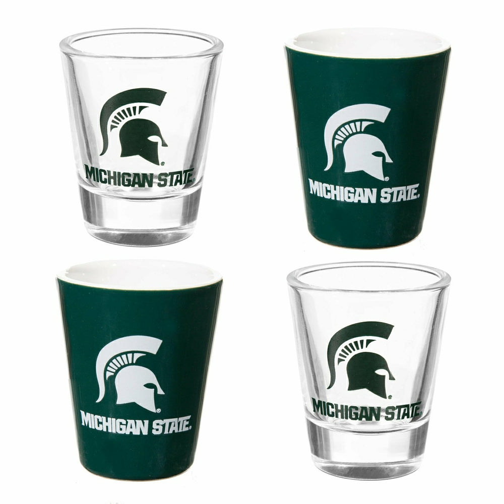Michigan State University 4-Piece Ceramic and Glass 2oz. Shot Glass Se - Home Collegiate
