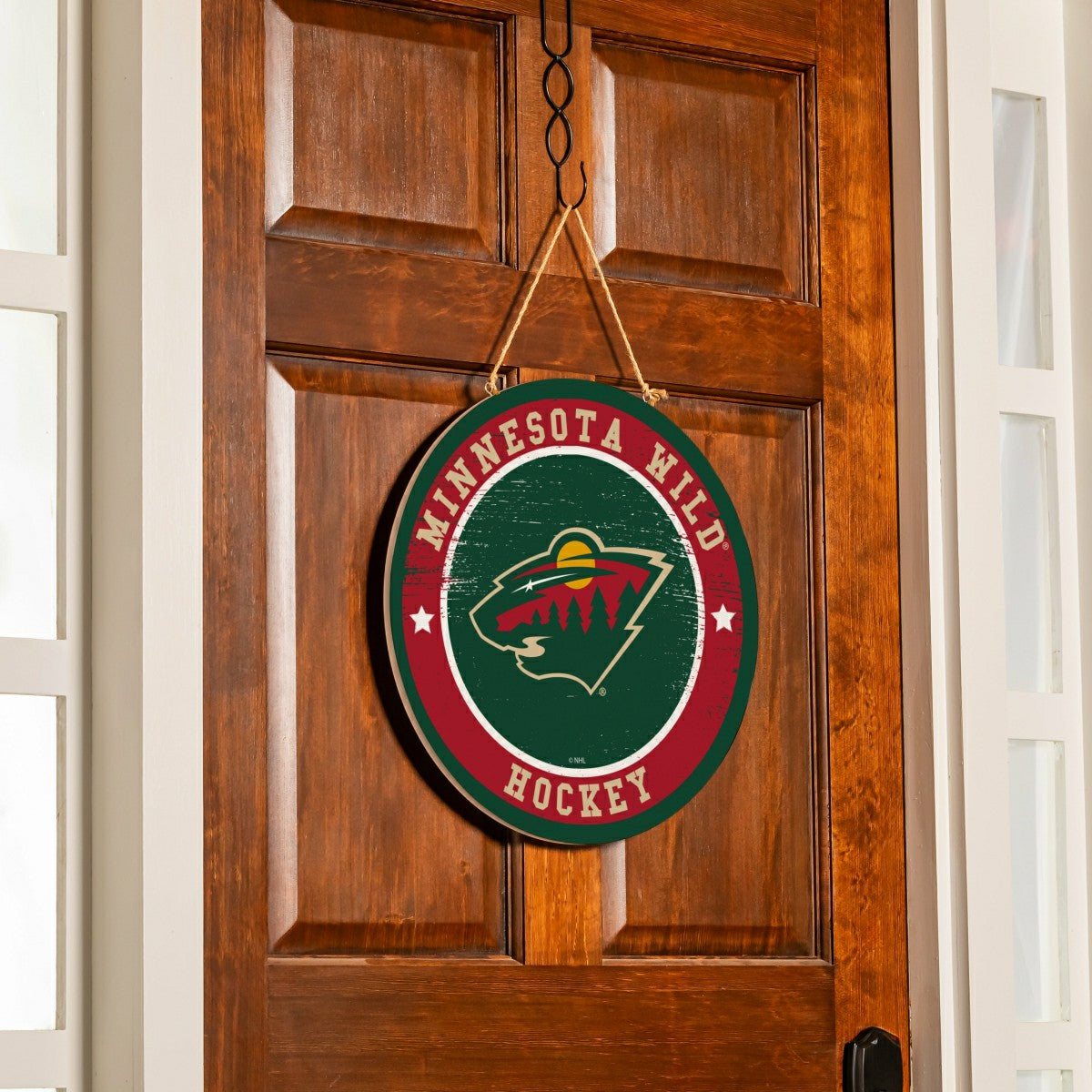 Minnesota Wild Round Door Décor with Hanging Rope, 18x18 - NHL Home