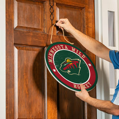 Minnesota Wild Round Door Décor with Hanging Rope, 18x18 - NHL Home