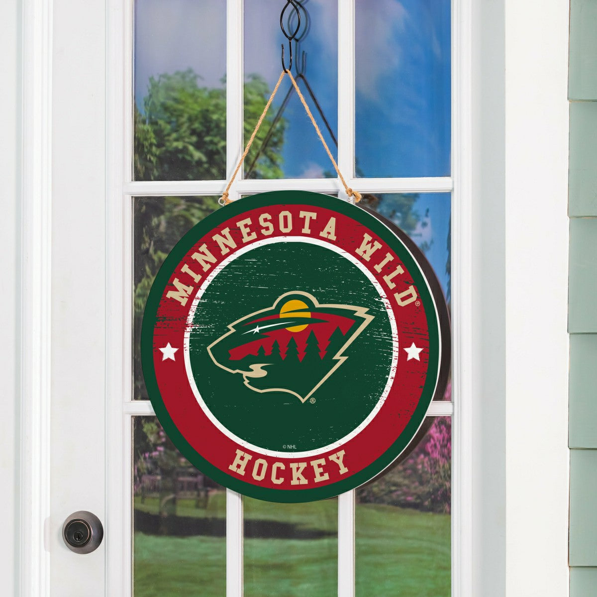 Minnesota Wild Round Door Décor with Hanging Rope, 18x18 - NHL Home
