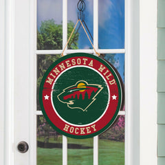 Minnesota Wild Round Door Décor with Hanging Rope, 18x18 - NHL Home