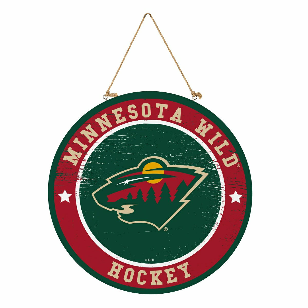 Minnesota Wild Round Door Décor with Hanging Rope, 18x18 - NHL Home