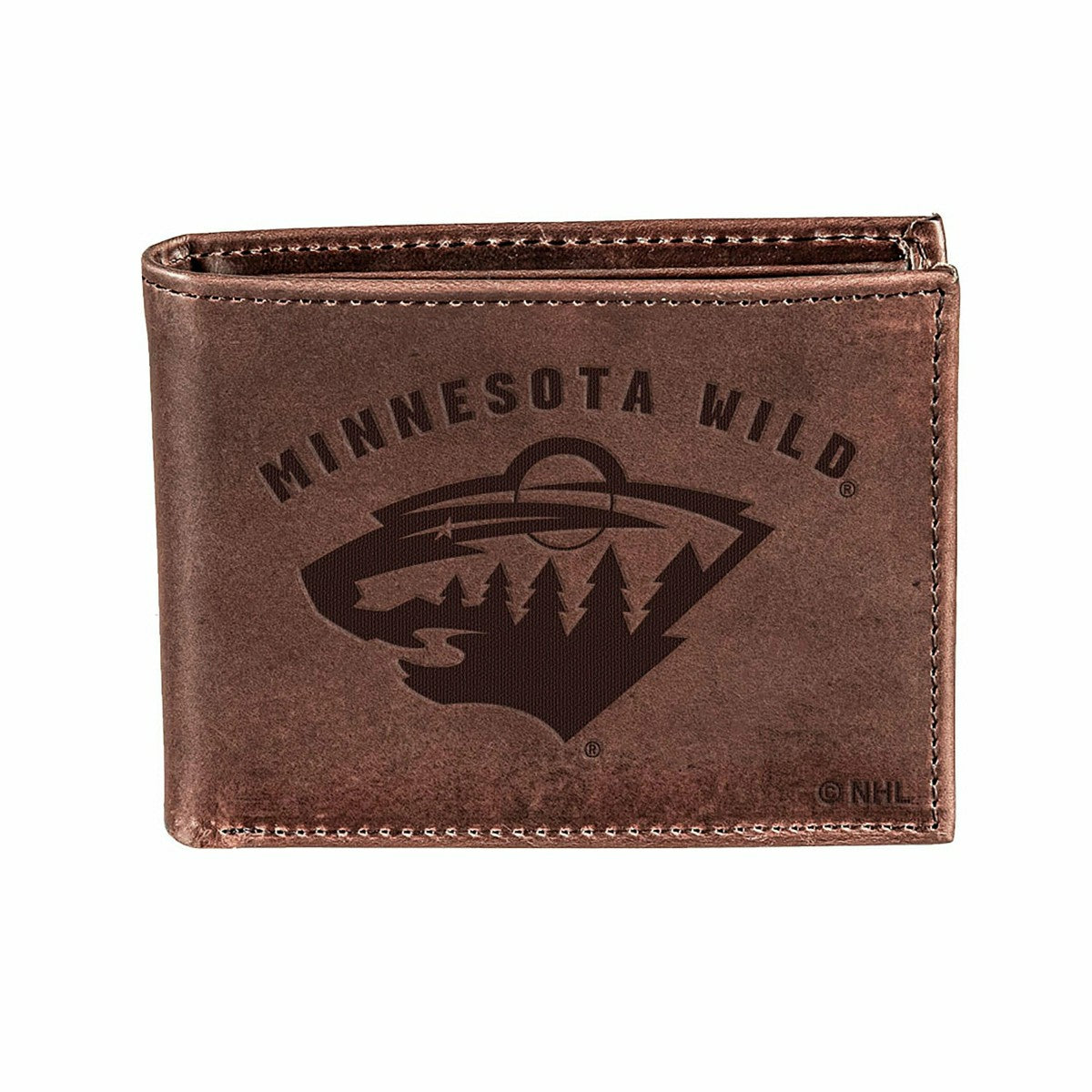 Minnesota Wild, Bi-Fold Wallet, Brown, CH, 100% Genuine Leather - NHL Home