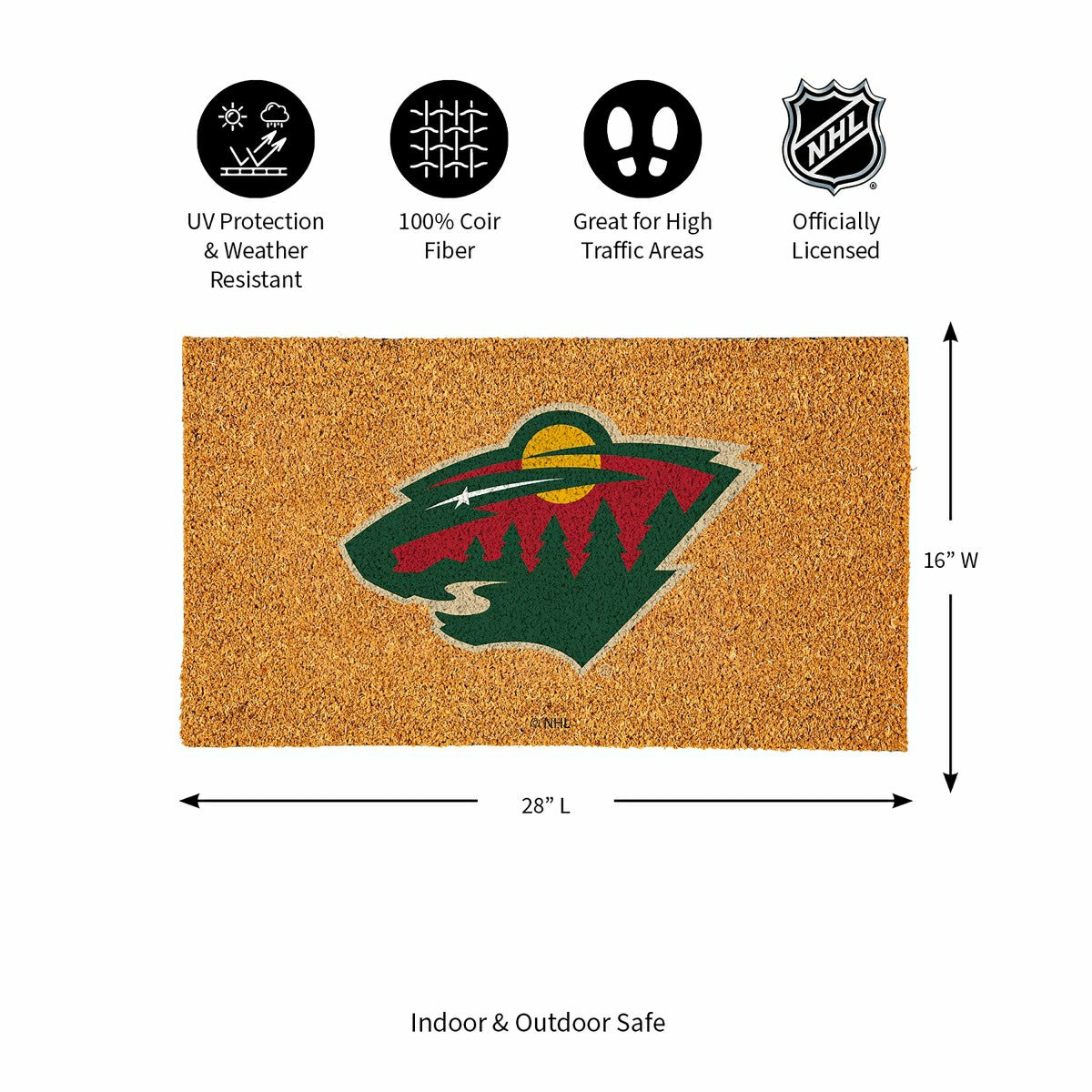 Coir Mat, 16"x28", Minnesota Wild - NHL