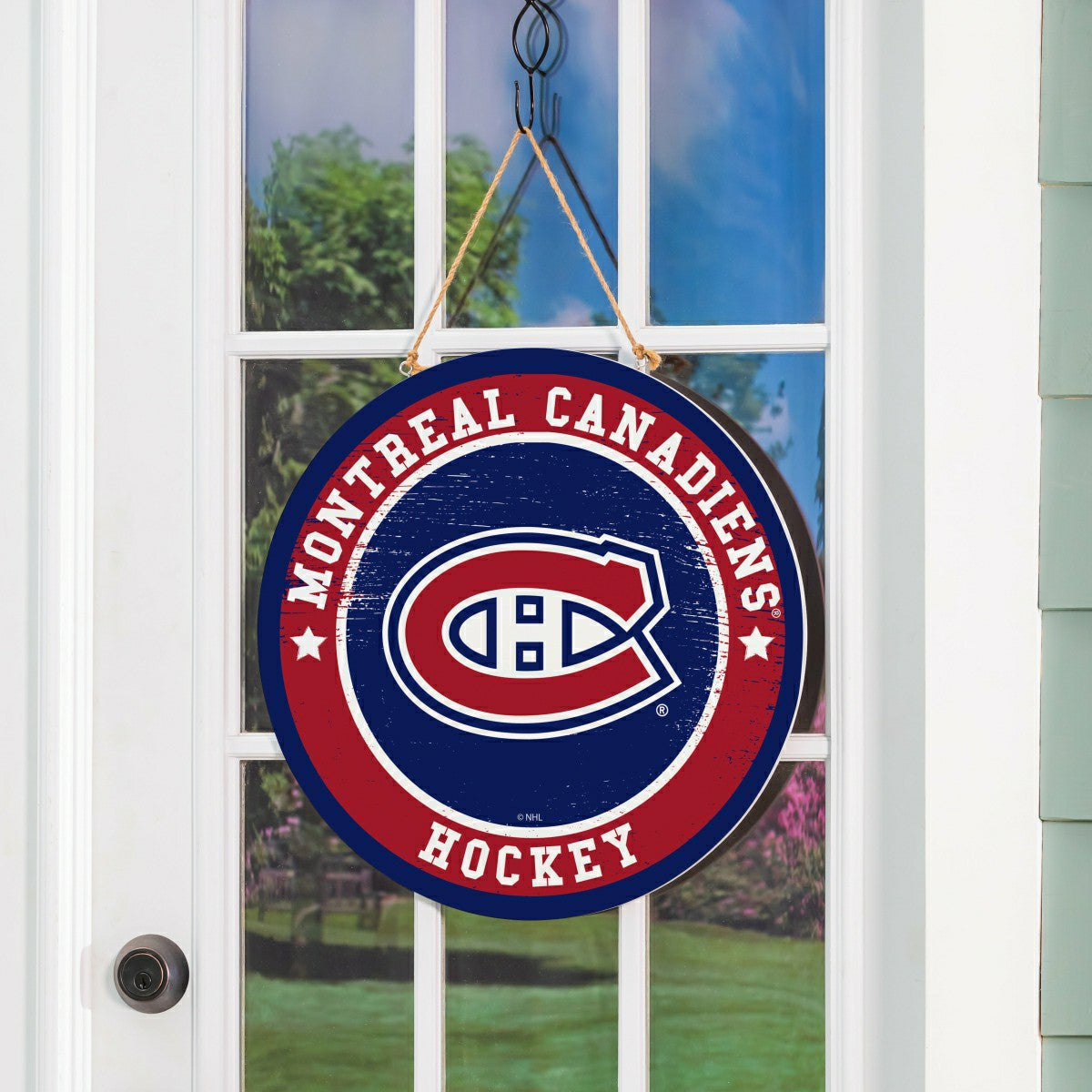 Montreal Canadiens Round Door Décor with Hanging Rope, 18x18 - NHL Home