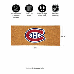 Montreal Canadiens Extra Large Full Color Coir Mat, 60"x24" - NHL