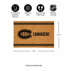 Montreal Canadiens Large One Color Coir Mat, 36"x24" - NHL