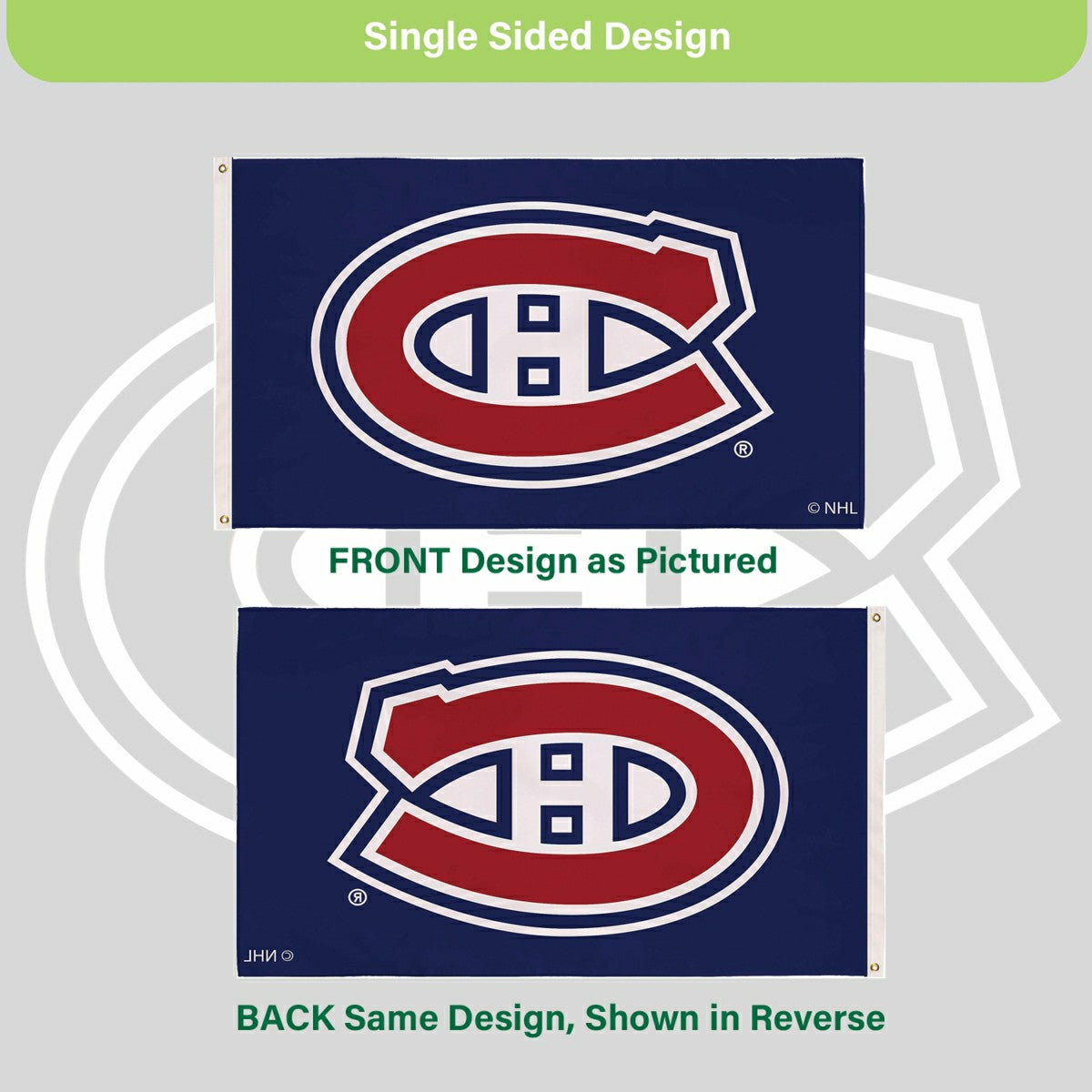 Montreal Canadiens Single Sided Flag with 2 Grommets, 3'x5' - NHL Home