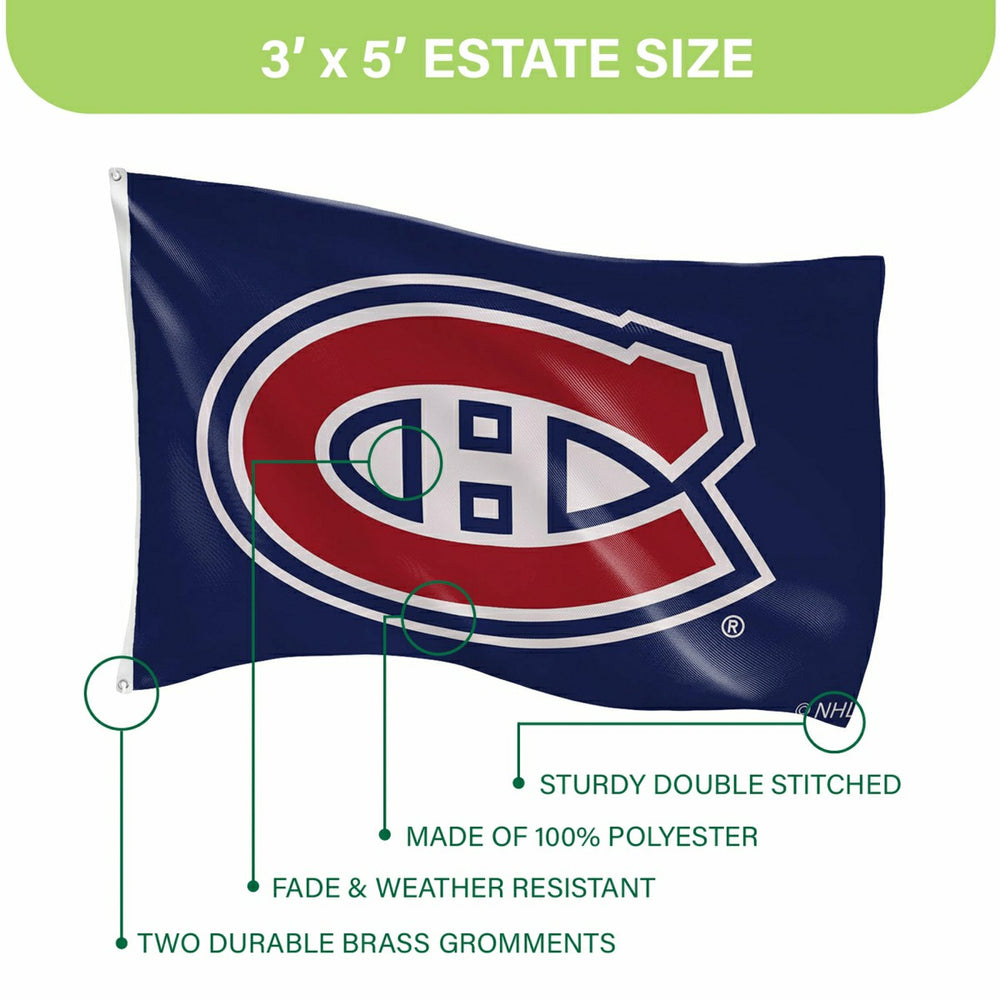 Montreal Canadiens Single Sided Flag with 2 Grommets, 3'x5' - NHL Home