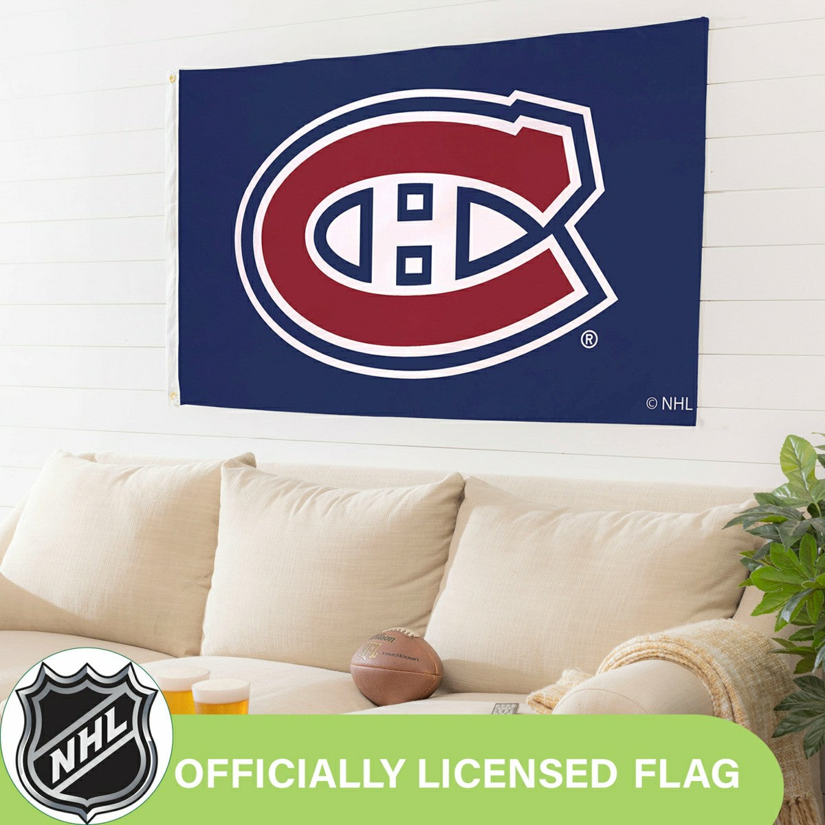 Montreal Canadiens Single Sided Flag with 2 Grommets, 3'x5' - NHL Home