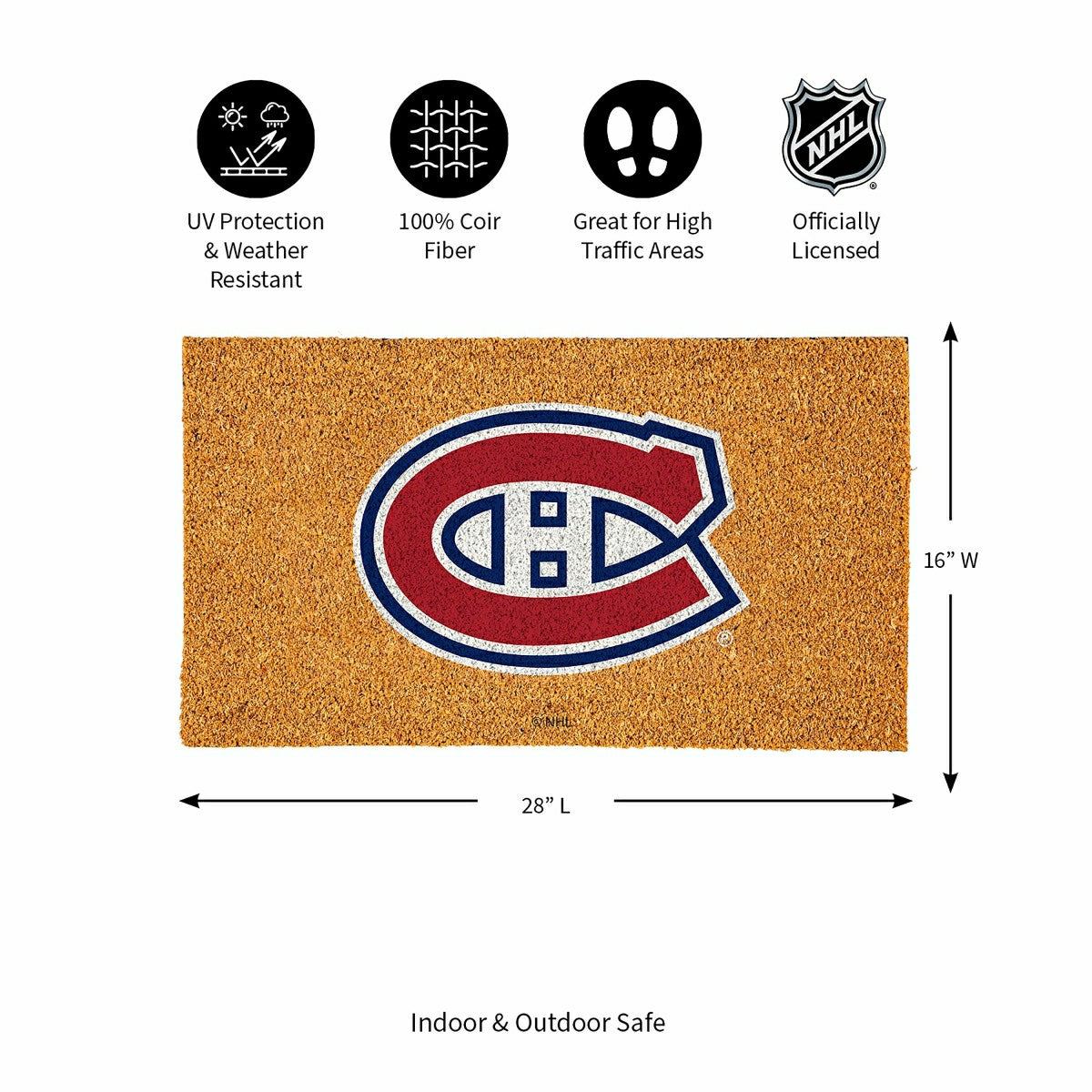Coir Mat, 16"x28", Montreal Canadiens - NHL