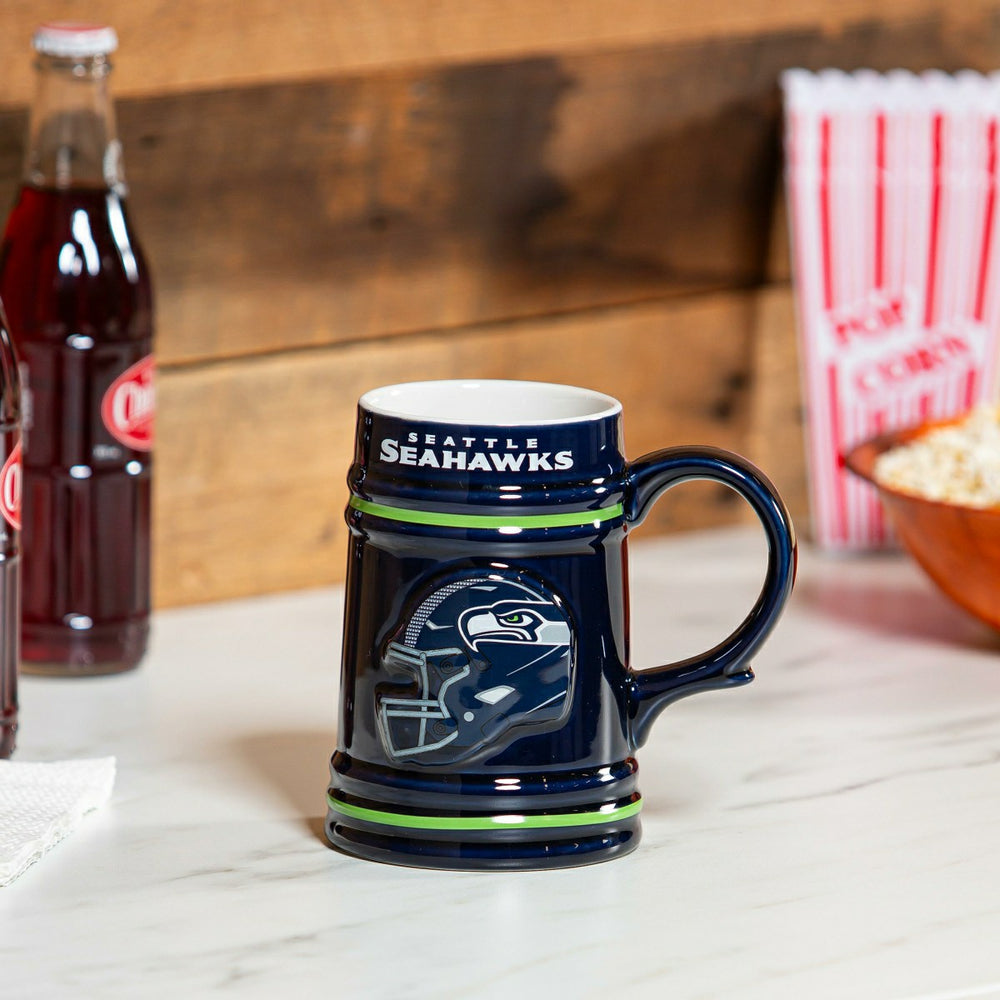 Seattle Seahawks Ceramic Stein Cup, 24oz - Home NFL