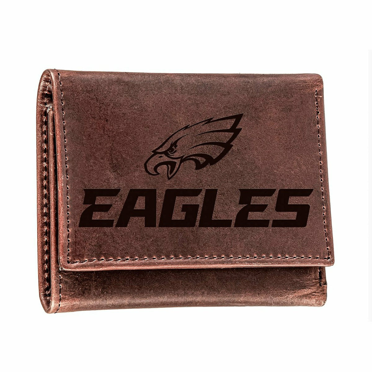 Philadelphia Eagles, Tri-Fold Wallet, Brown, CH, 100% Genuine Leather - Home NFL