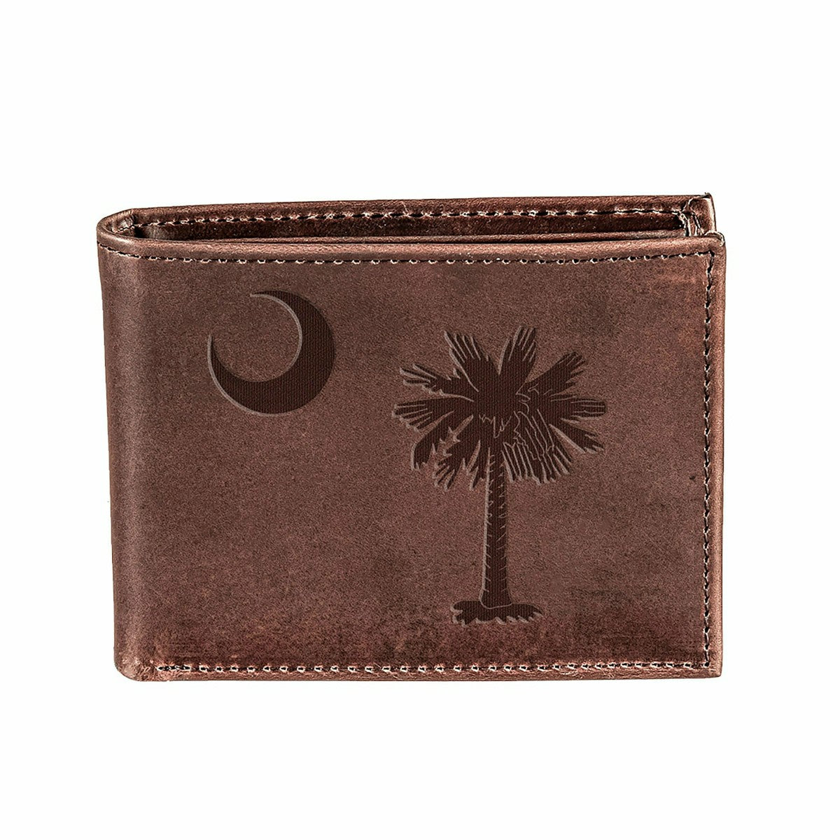 Bi-Fold Wallet, Brown, CH, 100% Genuine Leather, South Carolina State  - Home