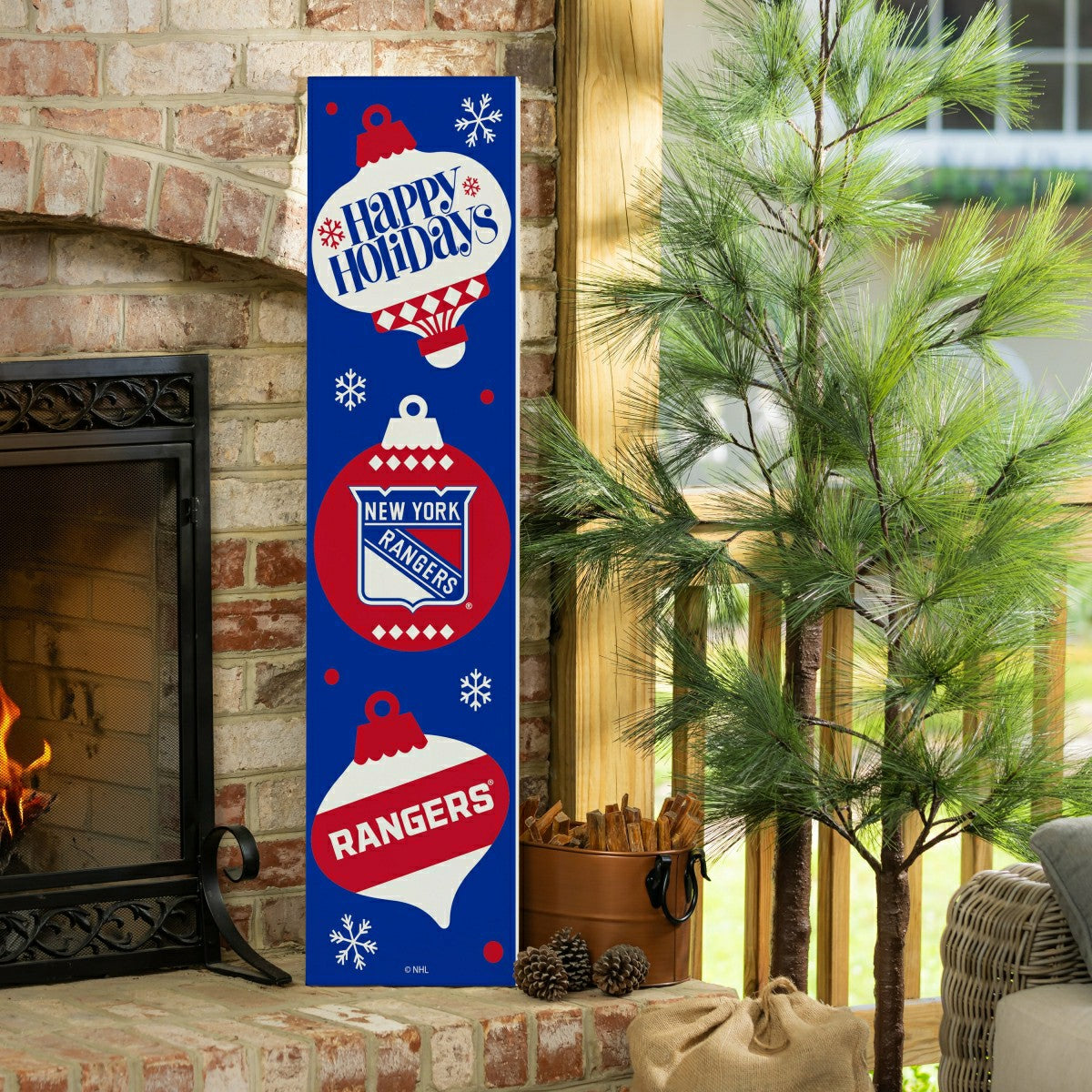 New York Rangers 47" Double Sided Leaner, Christmas - NHL Home