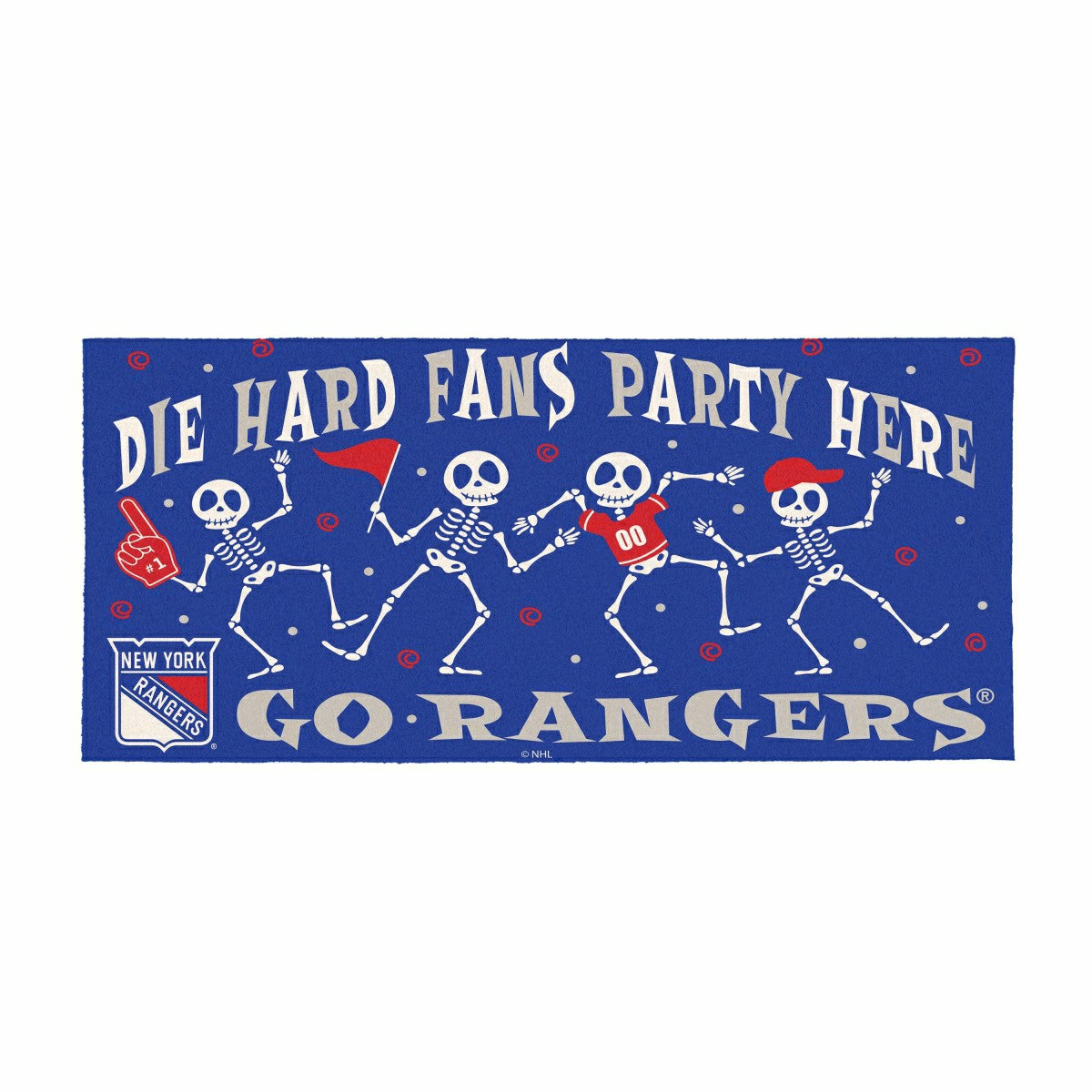 New York Rangers Flocked Coir Halloween Sassafras Switch Mat, 22"x10" - NHL