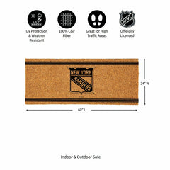 New York Rangers Extra Large One Color Coir Mat, 60"x24" - NHL