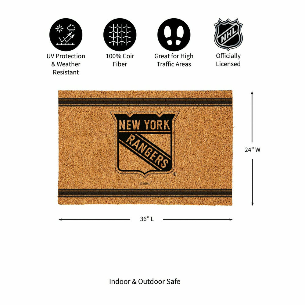 New York Rangers Large One Color Coir Mat, 36"x24" - NHL