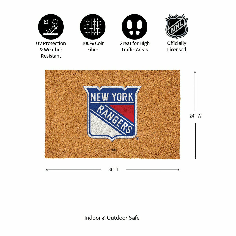 New York Rangers Large Full Color Coir Mat, 36"x24" - NHL