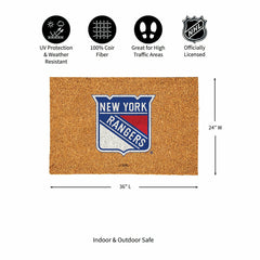 New York Rangers Large Full Color Coir Mat, 36"x24" - NHL