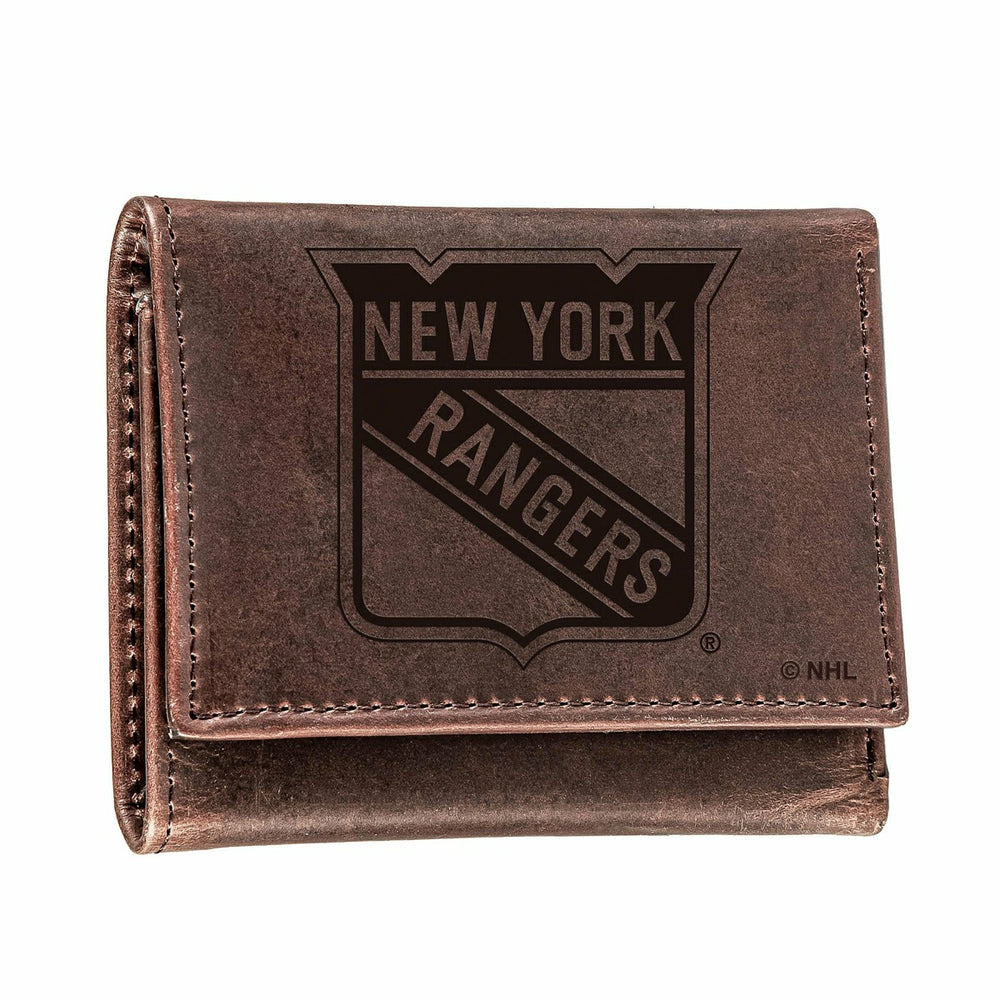 NY Rangers, Tri-Fold Wallet, Brown, CH, 100% Genuine Leather - NHL Home