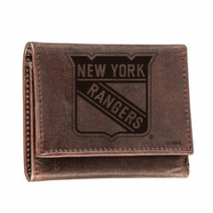 NY Rangers, Tri-Fold Wallet, Brown, CH, 100% Genuine Leather - NHL Home