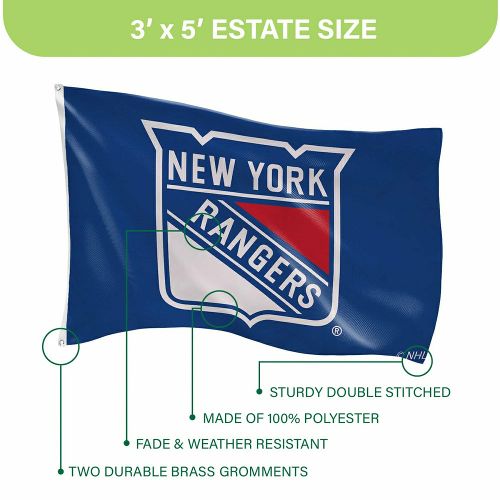 New York Rangers Single Sided Flag with 2 Grommets, 3'x5' - NHL Home