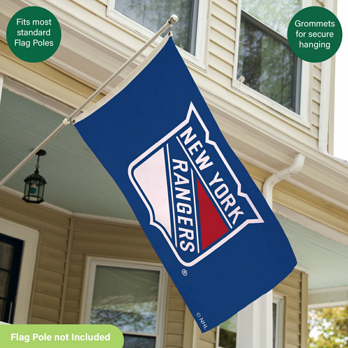 New York Rangers Single Sided Flag with 2 Grommets, 3'x5' - NHL Home