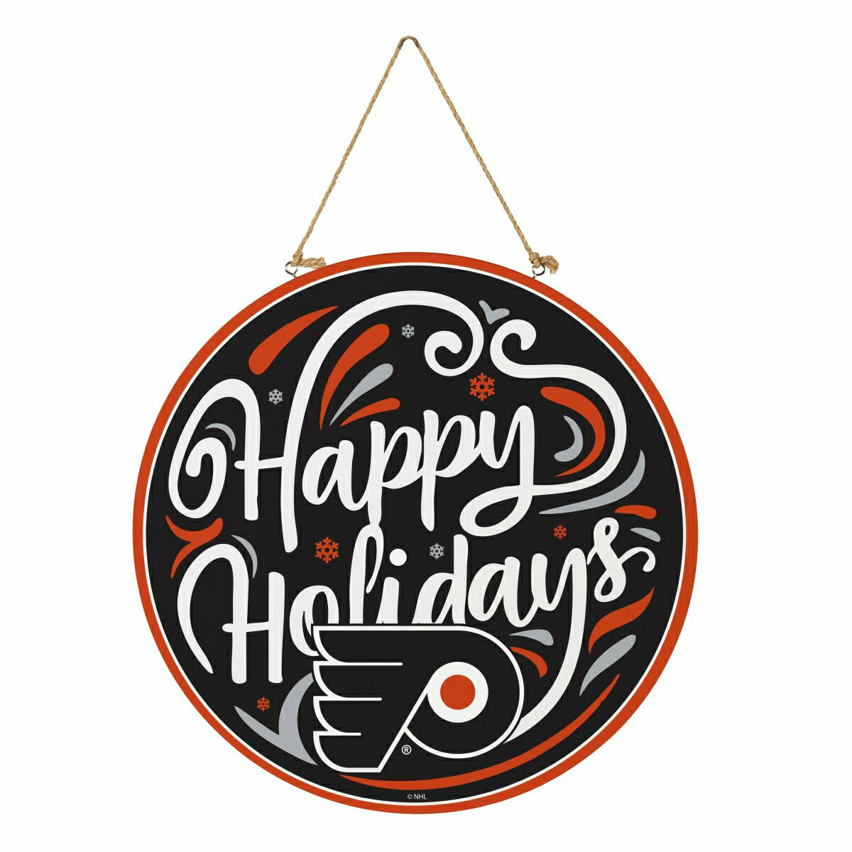 Philadelphia Flyers Holiday Round Door Décor with Hanging Rope, 18x18 - NHL Home