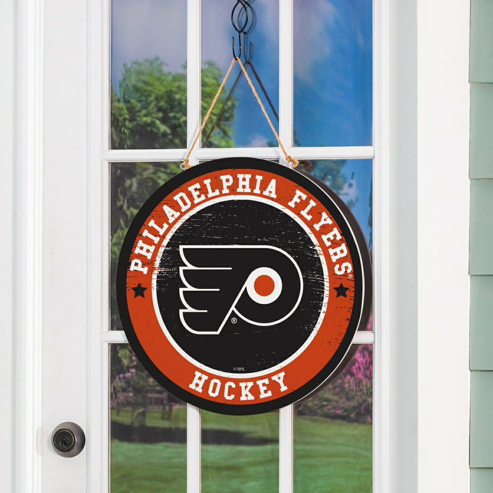 Philadelphia Flyers Round Door Décor with Hanging Rope, 18x18 - NHL Home