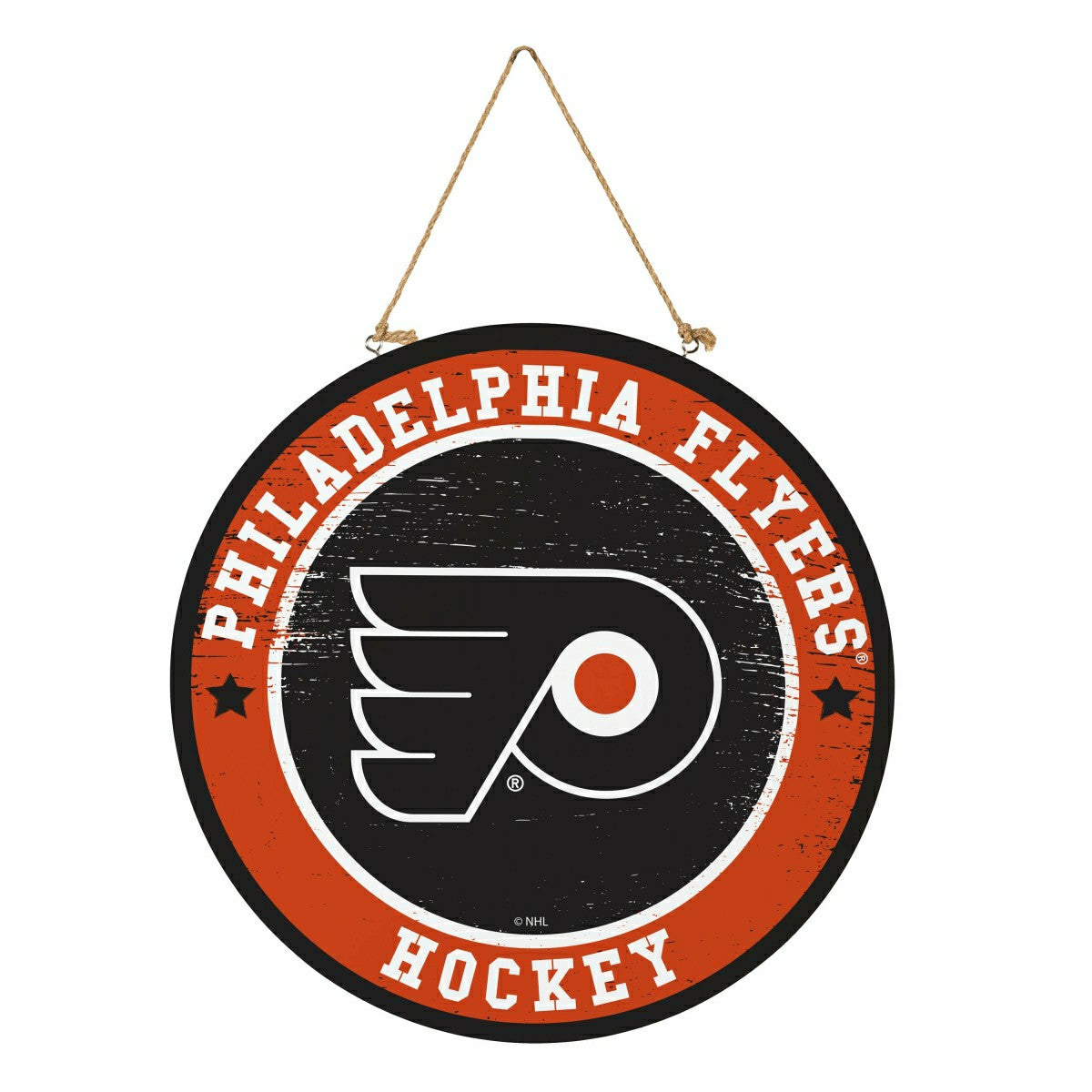 Philadelphia Flyers Round Door Décor with Hanging Rope, 18x18 - NHL Home