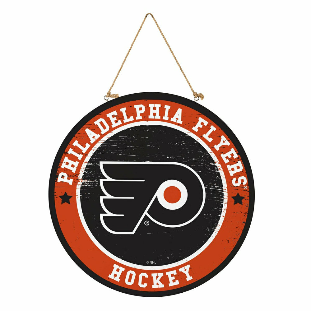 Philadelphia Flyers Round Door Décor with Hanging Rope, 18x18 - NHL Home