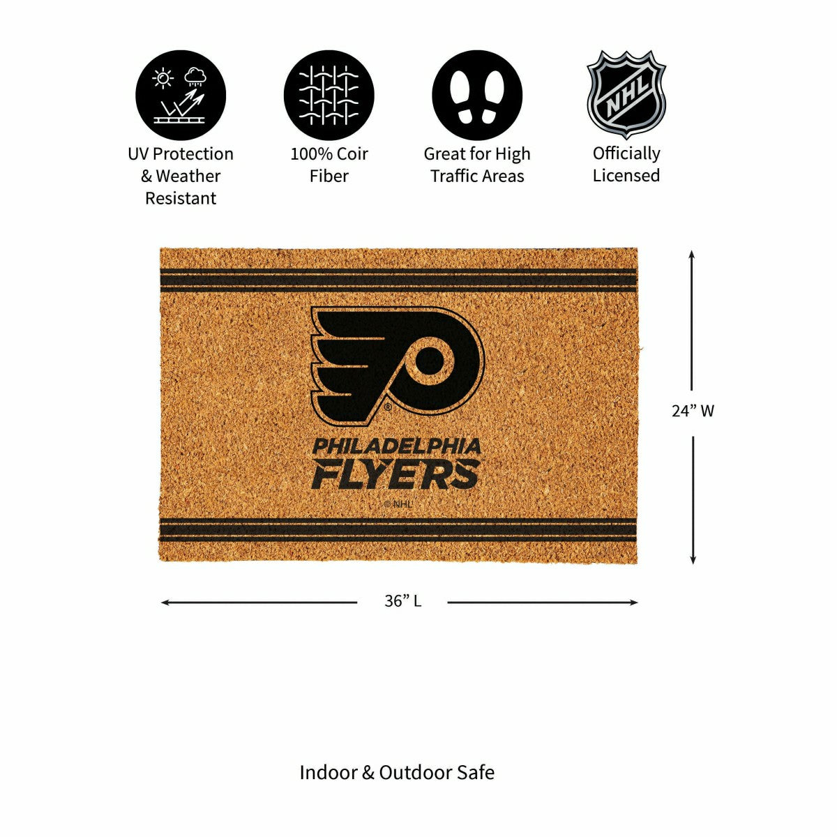 Philadelphia Flyers Large One Color Coir Mat, 36"x24" - NHL