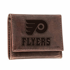 Philadelphia Flyers, Tri-Fold Wallet, Brown, CH, 100% Genuine Leather - NHL Home