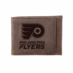 Front Pocket Wallet w/ RFID Blocking, Philadelphia Flyers, Brown - NHL Home