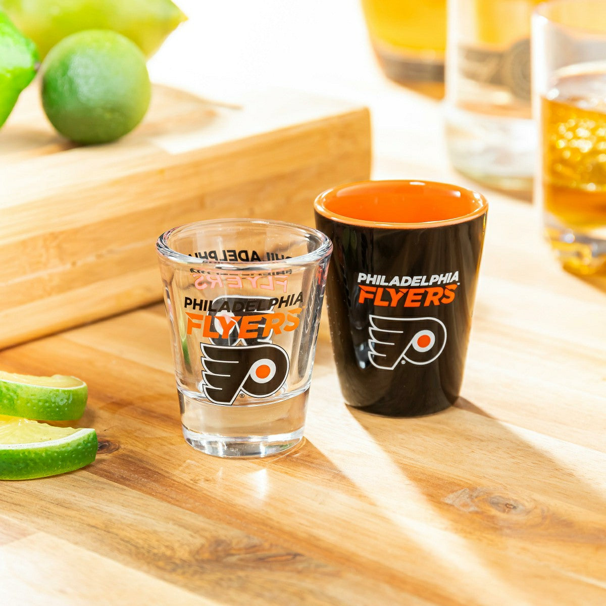 Philadelphia Flyers 4-Piece Ceramic and Glass 2oz. Shot Glass Set - NHL Home