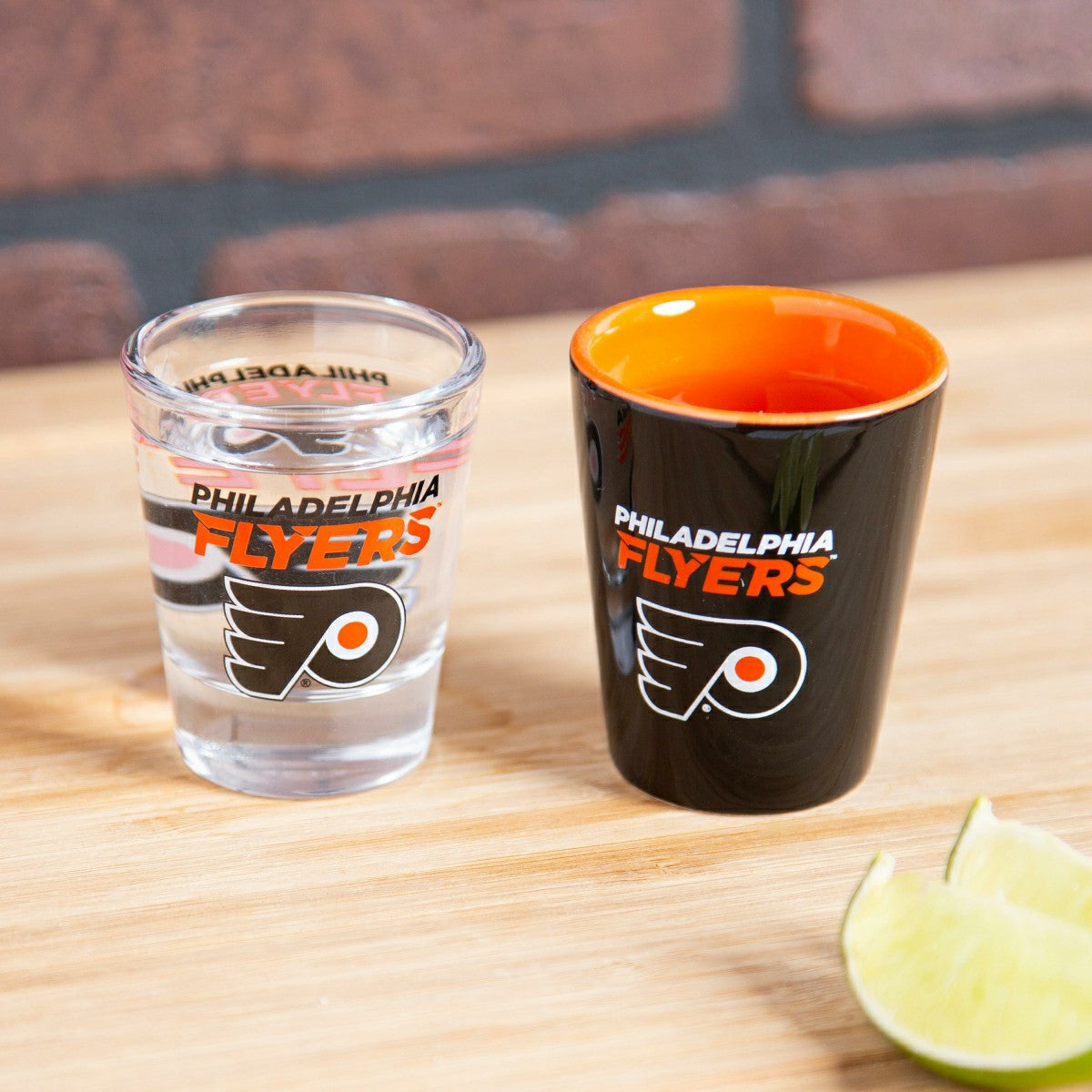 Philadelphia Flyers 4-Piece Ceramic and Glass 2oz. Shot Glass Set - NHL Home