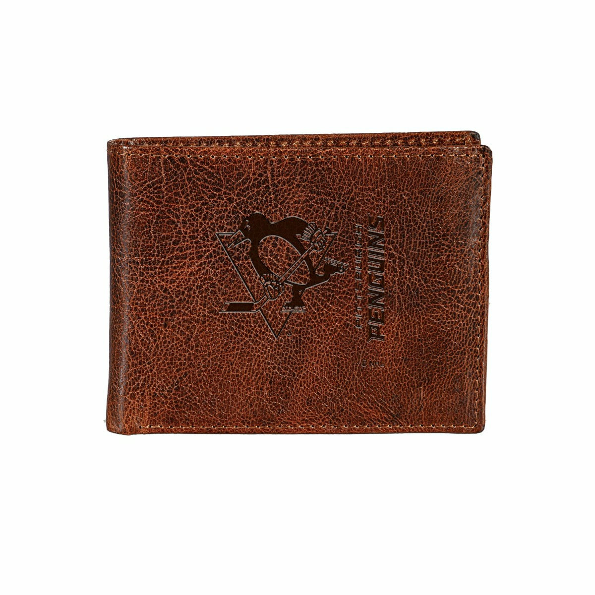 Pittsburgh Penguins, Embossed 100% Genuine Tumbled Leather Passcase Bi - NHL Home