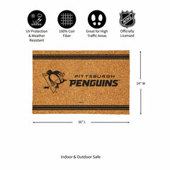 Pittsburgh Penguins Large One Color Coir Mat, 36"x24" - NHL