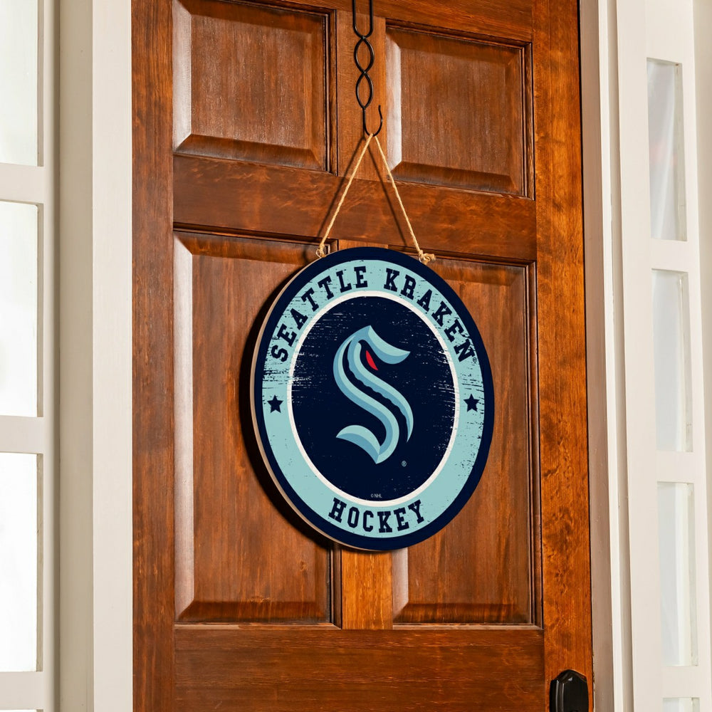 Seattle Kraken Round Door Décor with Hanging Rope, 18x18 - NHL Home
