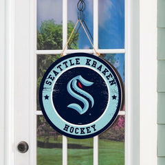 Seattle Kraken Round Door Décor with Hanging Rope, 18x18 - NHL Home