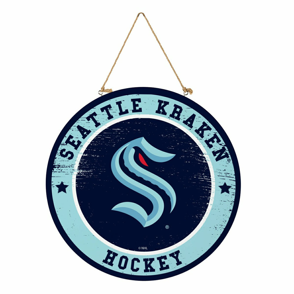 Seattle Kraken Round Door Décor with Hanging Rope, 18x18 - NHL Home