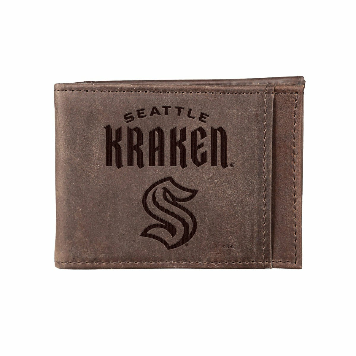 Front Pocket Wallet w/ RFID Blocking, Seattle Kraken, Brown - NHL Home