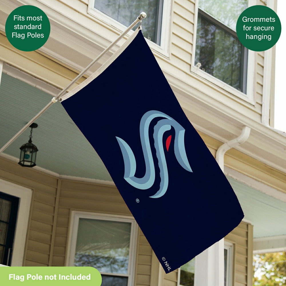 Seattle Kraken Single Sided Flag w/ 2 Grommets, 3'x5' - NHL Home