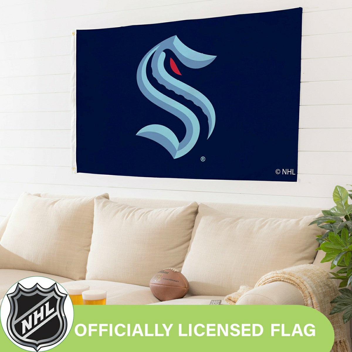 Seattle Kraken Single Sided Flag w/ 2 Grommets, 3'x5' - NHL Home