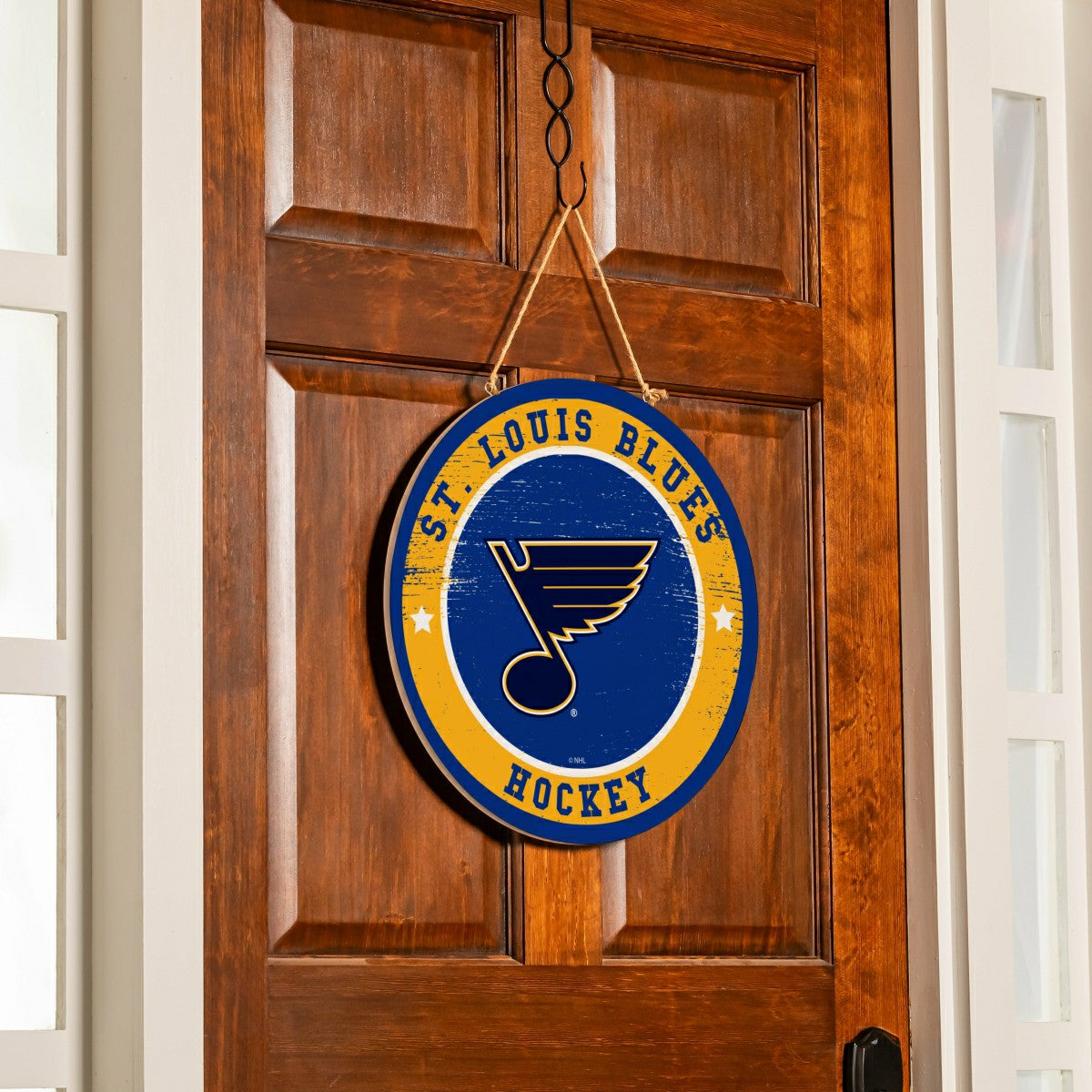 St Louis Blues Round Door Décor with Hanging Rope, 18x18 - NHL Home